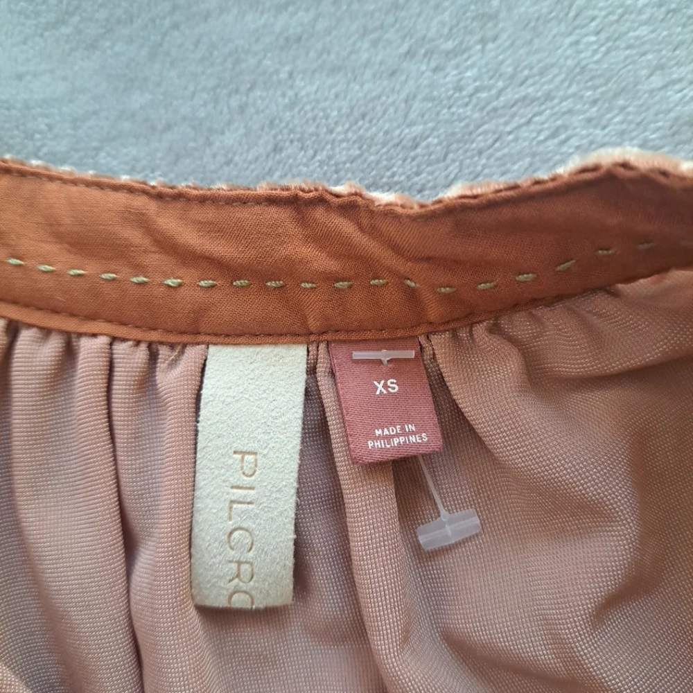 Anthropologie Pilcro Women's Crushed Velvet Blouse Button Up Burnt Orange XS - Picture 2 of 10